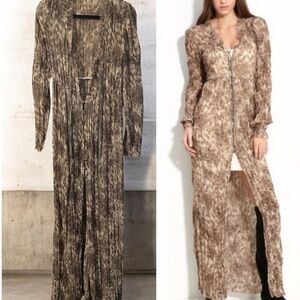 D112 Free People Size Small Long Brown Patterned Maxi Dress